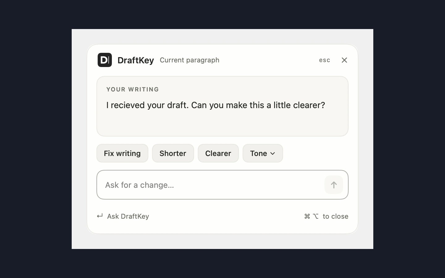DraftKey screenshot