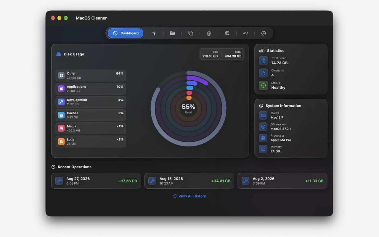 MacOSCleaner screenshot